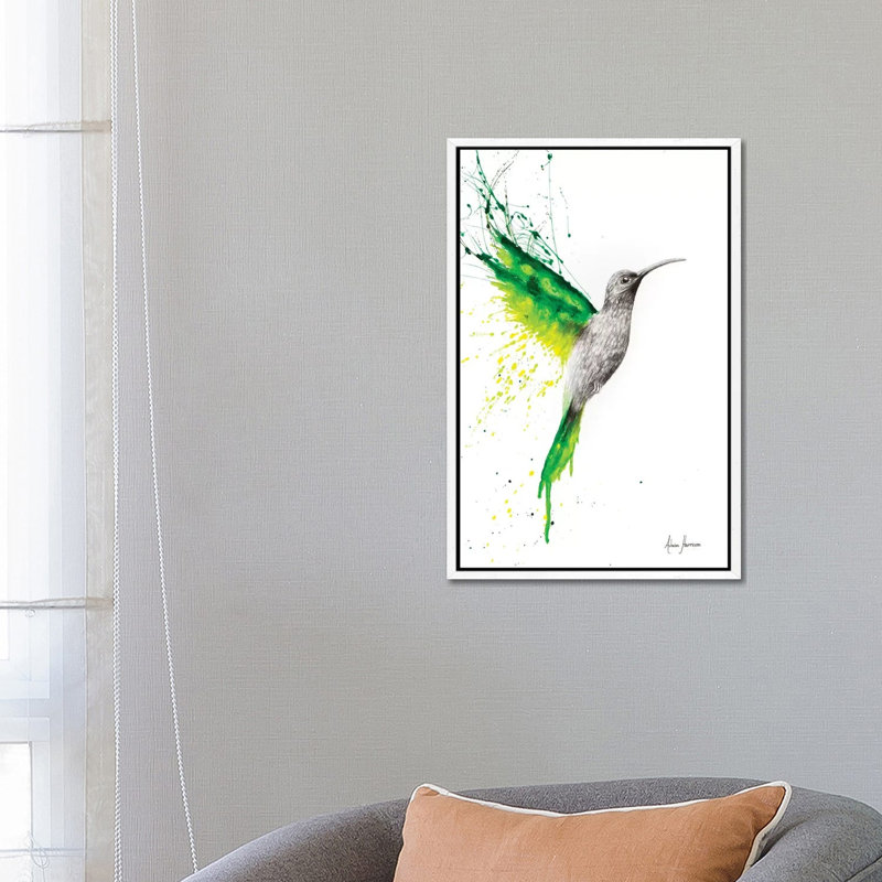 Emerald Sun by Ashvin Harrison - Print on Canvas, 66.04 cm H x 45.72 cm W, White Framed