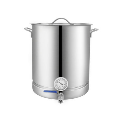 Bouilloire 16 gallons en acier inoxydable avec fond à trois couches, thermomètre et robinet à bille - Ensemble d'équipement de brassage professionnel