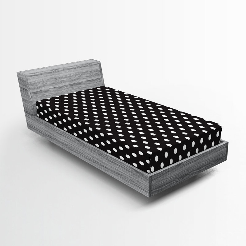 Drap-housse Ambesonne, paquet de 2, Drap-housse de taille simple, Gris anthracite / pois blancs