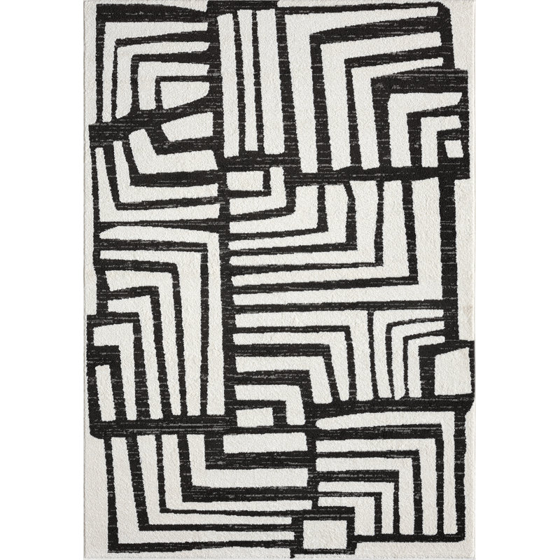 Tapis géométrique crème à motif de boîte Abani Rugs Olessja Collection NOM130A, Rectangle 8 pi 11 po x 12 pi