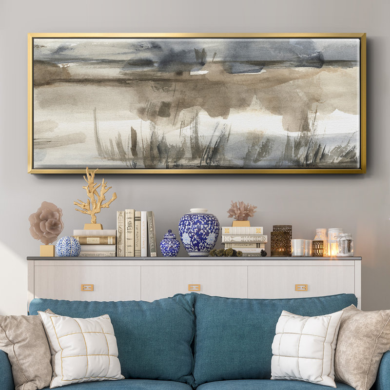 BlueGrey Marsh I- Framed Canvas