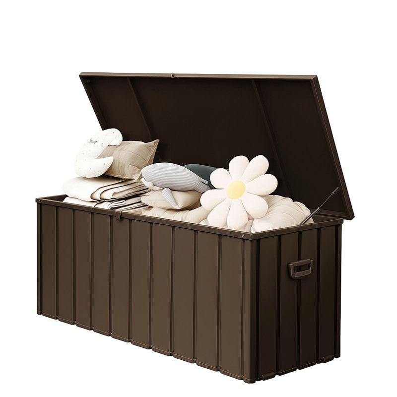 Outdoor Storage Deck Box Waterproof, Large Patio Storage Bin For Outside Cushions, Throw Pillows, Garden Tools, Lockable (Dark Brown)