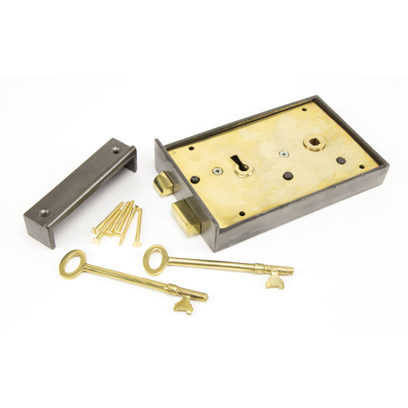 Rim Lock Iron, 11.2cm H x 18cm W x 3.7cm D