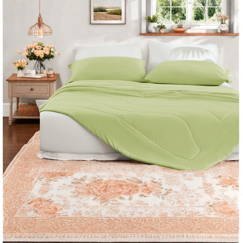 Ensemble de literie toutes saisons, édredon en nylon 60 po x 90 po sauge, ultra doux et confortable