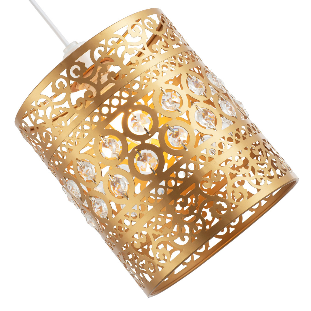 Traditional And Ornate Easy Fit Pendant Shade With Clear Acrylic Droplets By Rosdorf Park