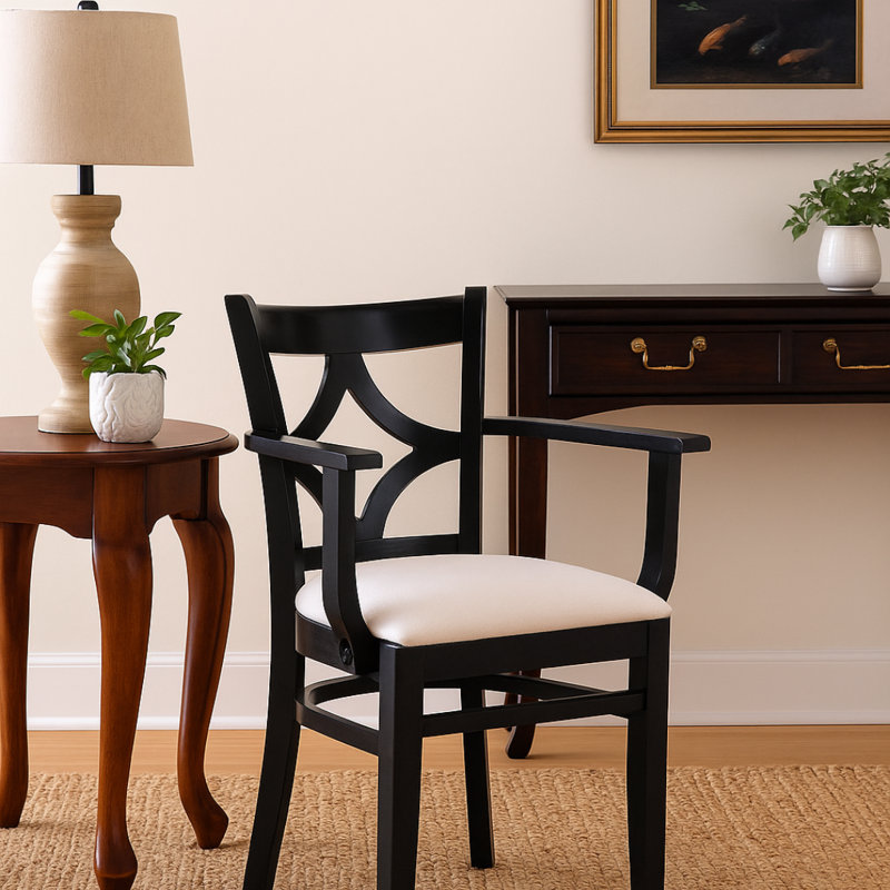 Chaise d'appoint en lin Stahr, Noir / blanc
