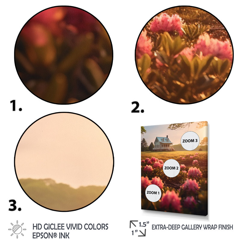 Rhododendron «Blooms at Farm VI» sur toile, Toile tendue, H 44 po x l 34 po x P 1,5 po