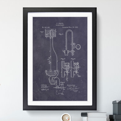 Toilet Water Closet Patent Dark - Picture Frame Graphic Art