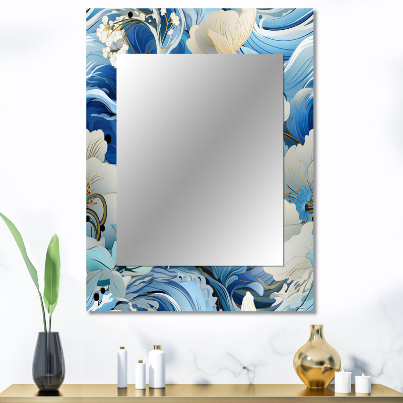 Motif cachemire Anastazas Coastal Breeze - miroir cachemire, miroir mural décoratif glam, 40 po x 30 po