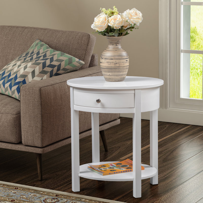 Moravian End Table with Storage, White