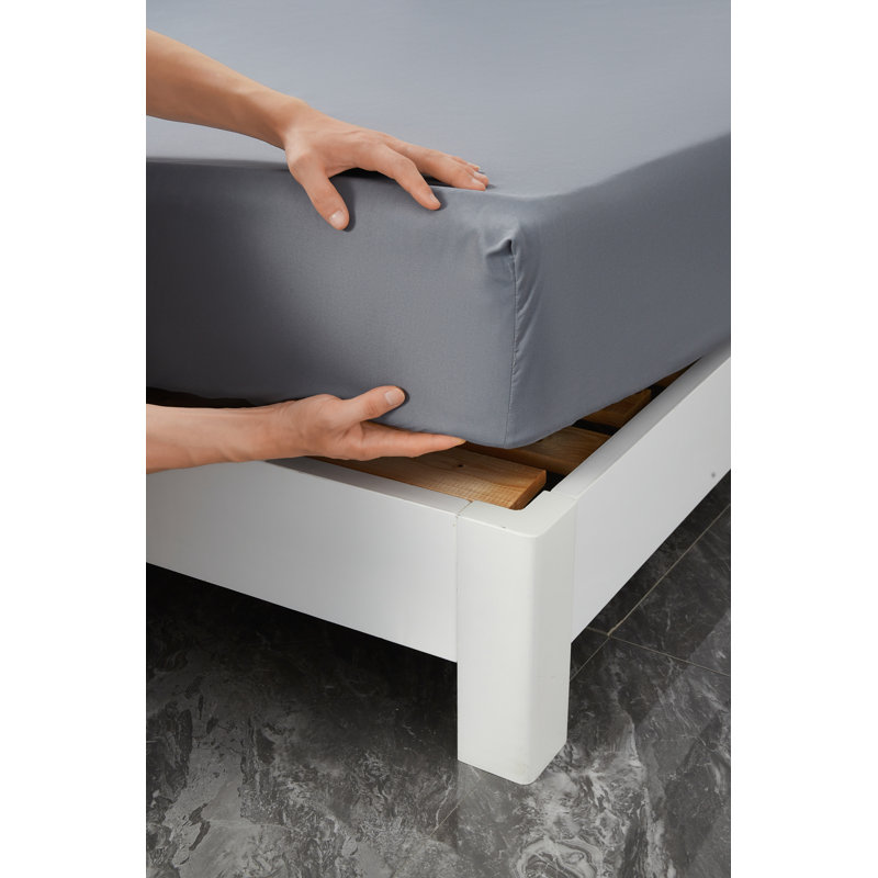 Rayon Sheet Set, Gray, Split king Sheet Set+2 Fitted Sheets+2 Pillowcase