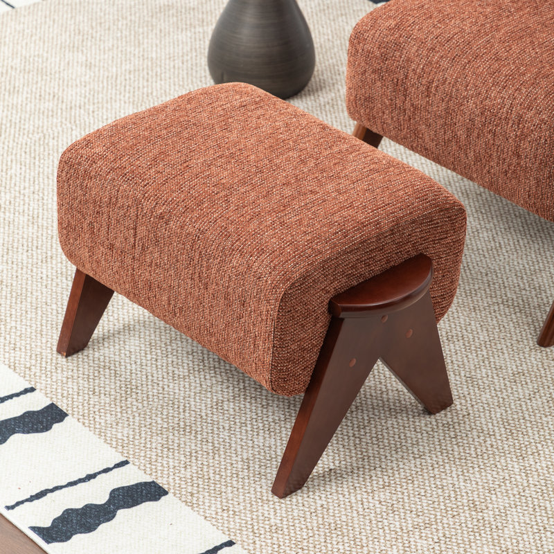 Fauteuil avec repose-pieds Bula, Orange brûlé