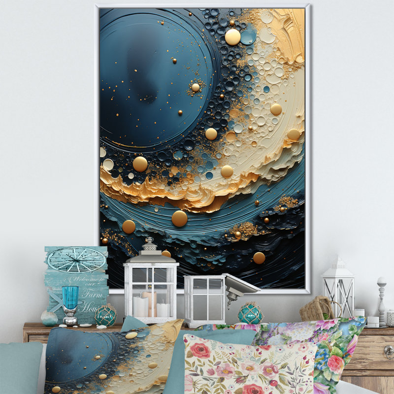 Jaislyn Space Moonlight Mirage sur toile, H 32 po x l 16 po x P 1 po, Cadre flottant blanc