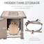 Foyer de table de 107 cm (42 po) Merit, thème effet lave, plateau en céramique, base en acier, couvercle, pierres de lave, housse, foyer au propane gris, source de chaleur, projecteur, antitaches