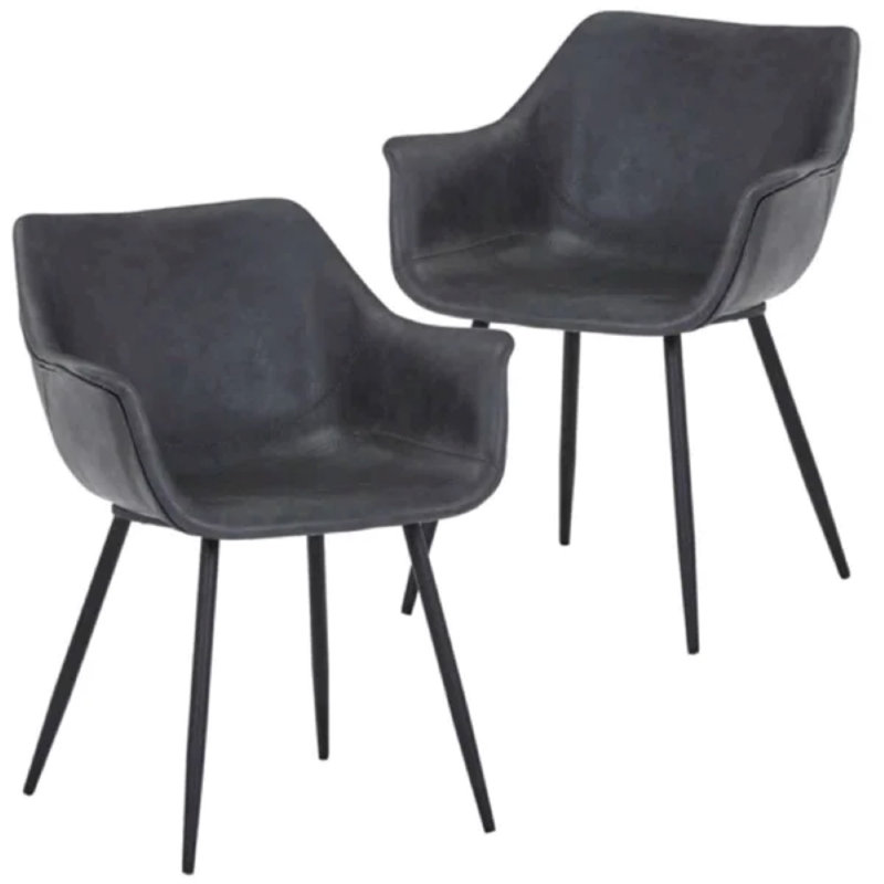 Haglund Leather Dining Chair with Powder-Coated Iron Legs Accent Side Chair Foam Padded Seat Versatile Kitchen Chair for Modern Home and Kitchen