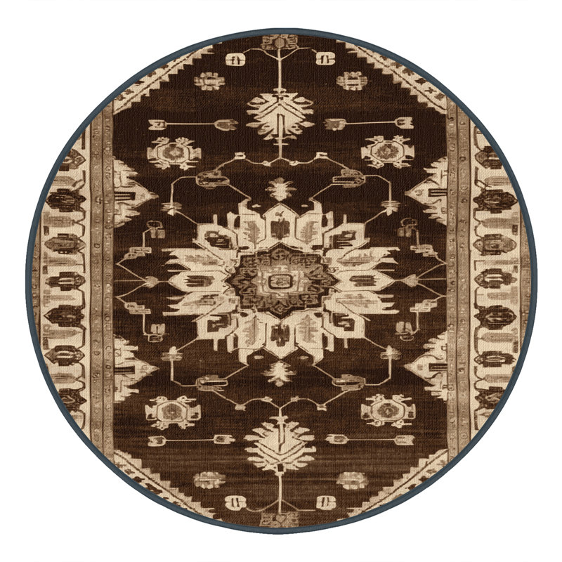 Tapis brun lavable à la machine, Rond 8 pi