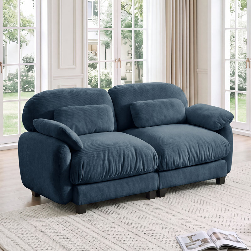 Canapé modulaire 2 places Cloud Feel, chenille bleue, Bleu