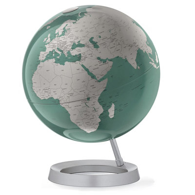 Globe terrestre iconique de 12 pouces - carte minimaliste verte, monture inclinée