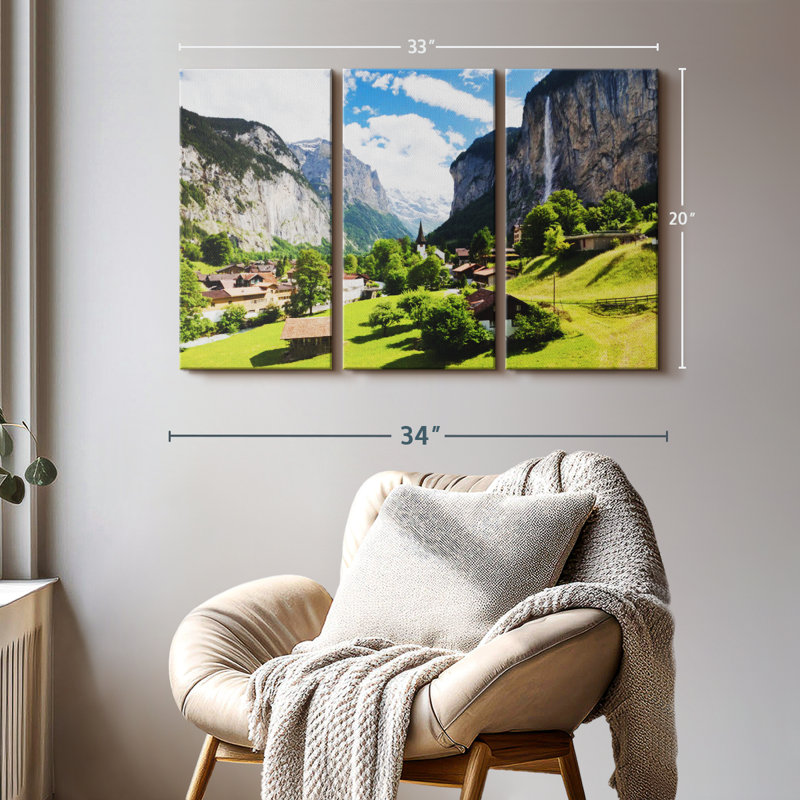 «Scenic Lauterbrunnen», 3 pièces, H 20 po x l 33 po