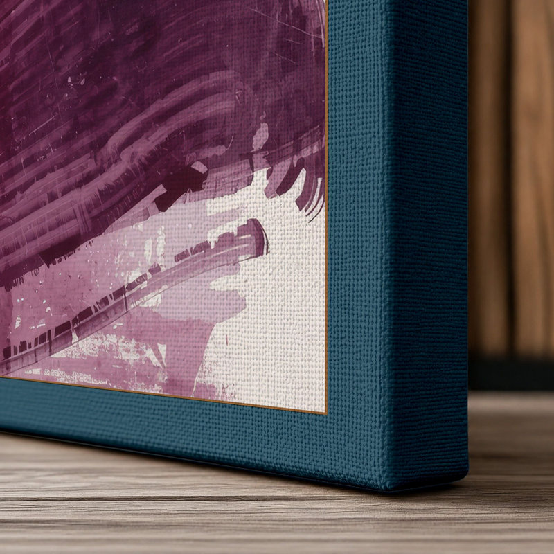 Purple Gestures Abstract - Wrapped Canvas, 30x20 - 76.2 x 50.8 cm, Teal Border