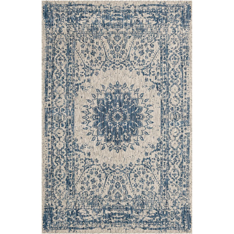 Tapis bleu Contemporary Hitchens, Rectangle 5 pi 3 po x 8 pi