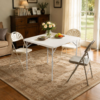 Table de salle à manger pliante de 86 cm (34 po), table utilitaire portative pour les repas à l'intérieur et à l'extérieur, les fêtes, le camping et les soirées jeux, blanche