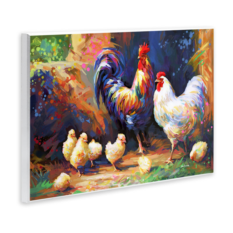 «Chicken Family Paint Splatter» par Leon Devenice, H 13 po x l 19 po