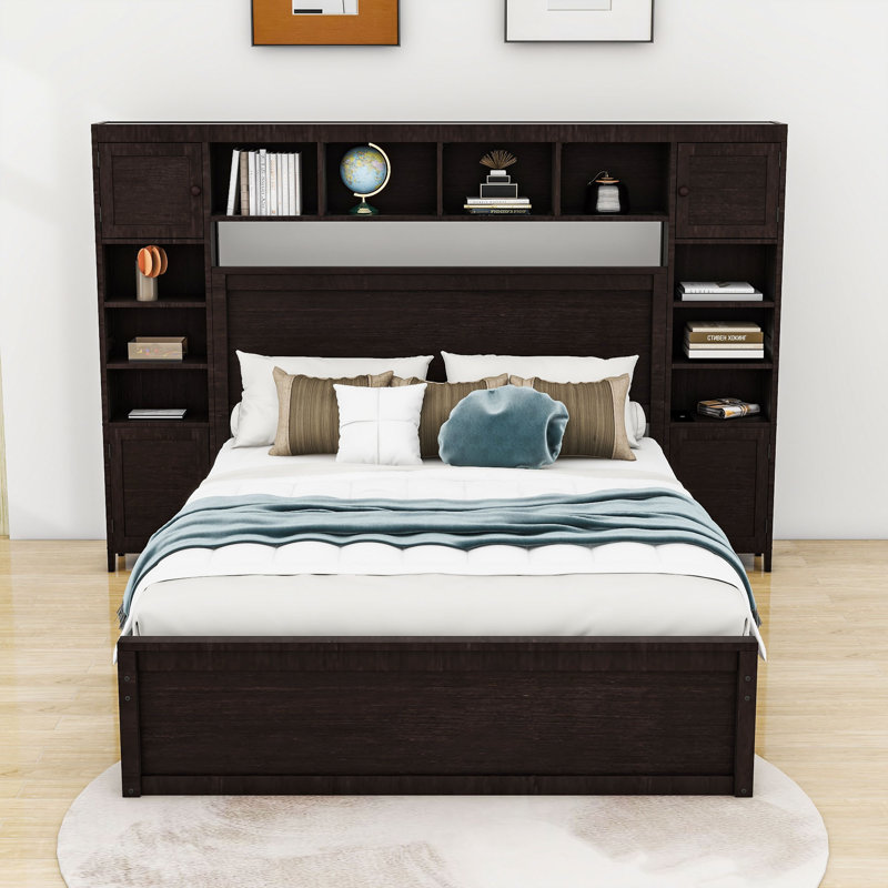 Lit plateforme avec rangement Alvinia, Grand, Espresso
