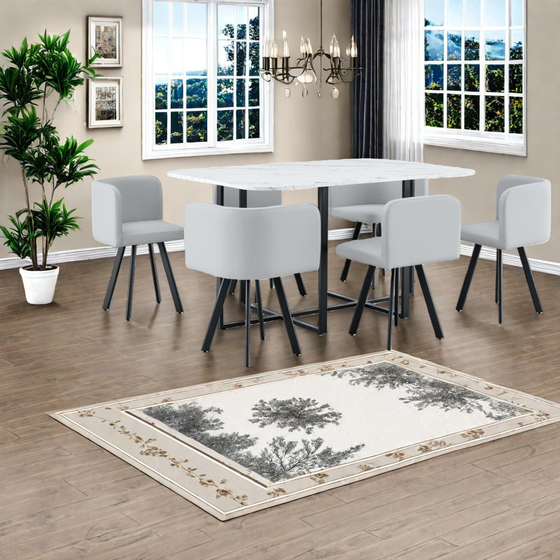 Ensembles de table de salle à manger modernes avec chaises en métal pour un usage domestique
