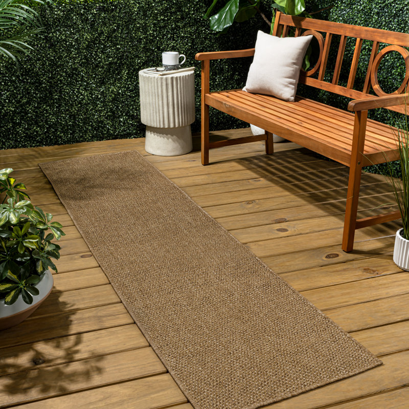 Solana Easy Rustic Solid Color Natural Indoor/Outdoor Rug, Runner 2' x 8', Natural