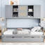 Lit de jour simple avec lit gigogne et tablette en gris
