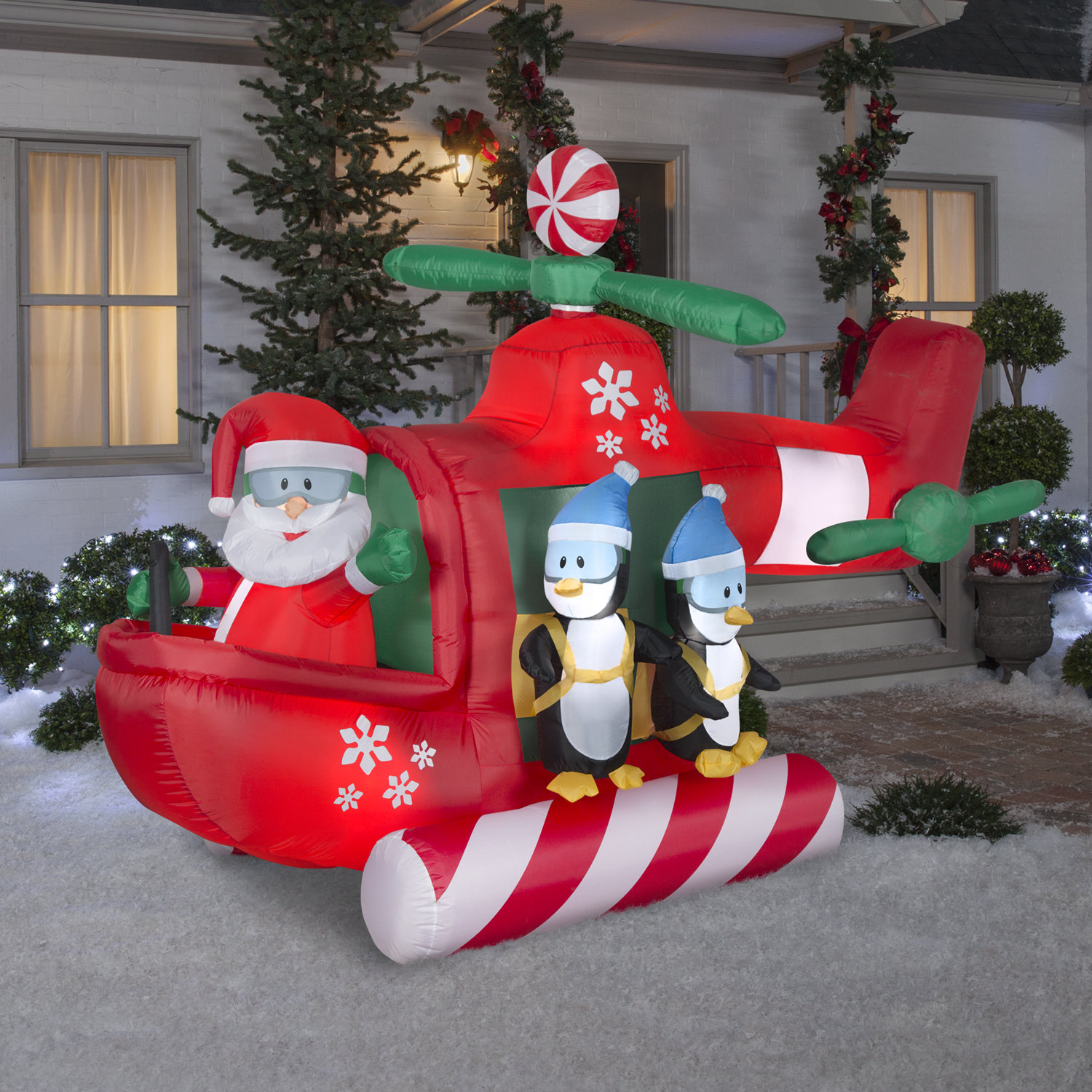 Gemmy Industries Santa Claus and Penguins Inflatable | Wayfair