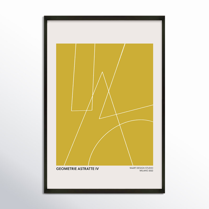 Geometric Abstraction In Yellow by Romina Gadler, Black, 20" H x 14" W x 1.25" D