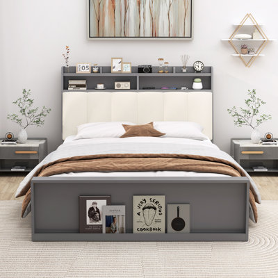 Structure de lit double avec sommier plateforme moderne