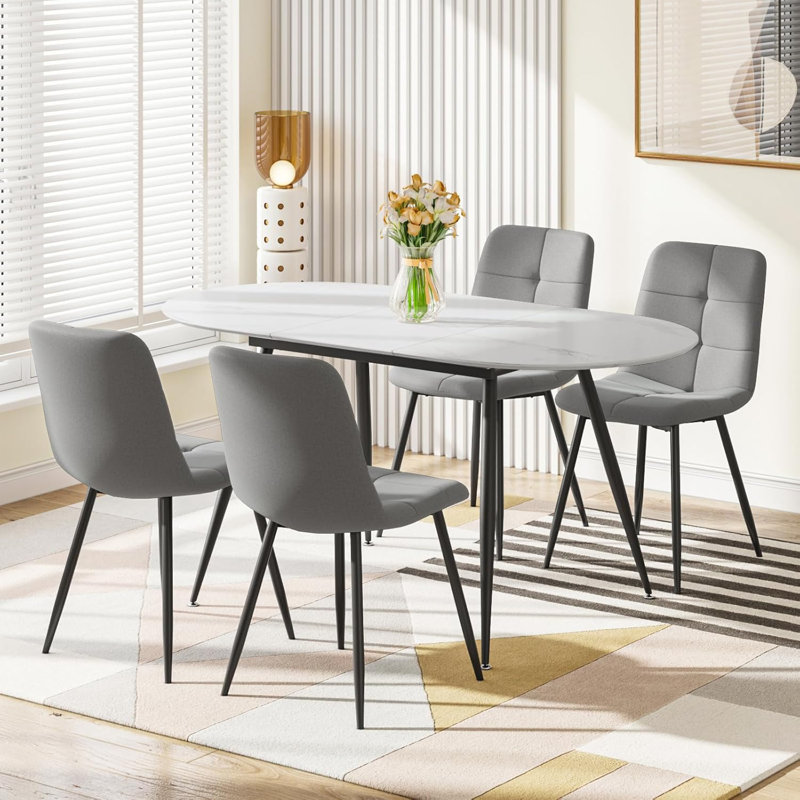 4 - Person Extendable Dining Set, Grey, White