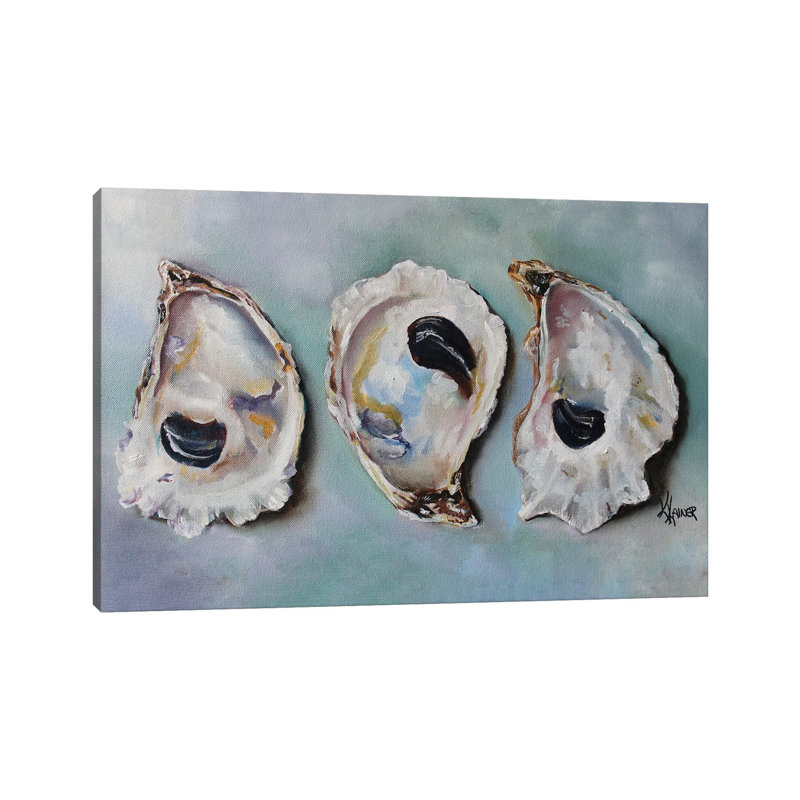 " Bay Oyster Shells " by Kristine Kainer, 18" H x 26" W, Wrapped Canvas, No Frame