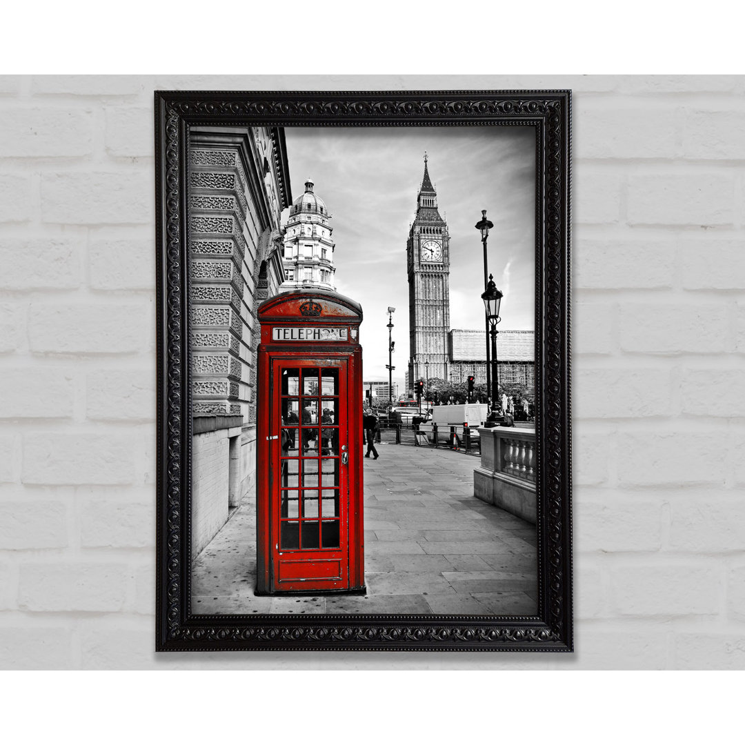 Gerahmtes Leinwandbild Red Phone Box Near Big Ben Framed Print