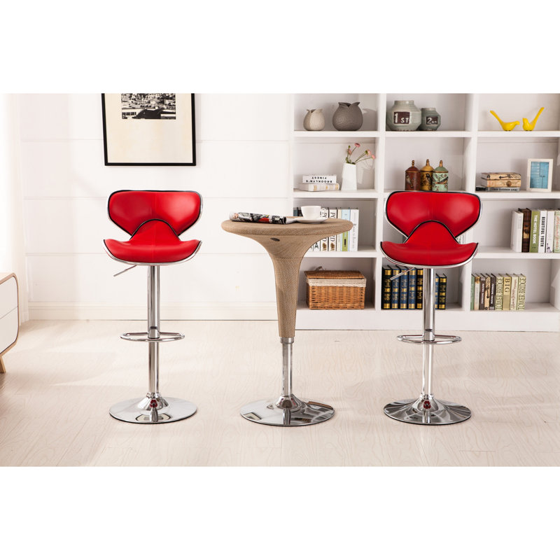 Rouge avec fonction pivotante à 360 degrés, de 2 - et élégant rembourré, 2 réglables, base pivotante, siège en similicuir, pointe élégante