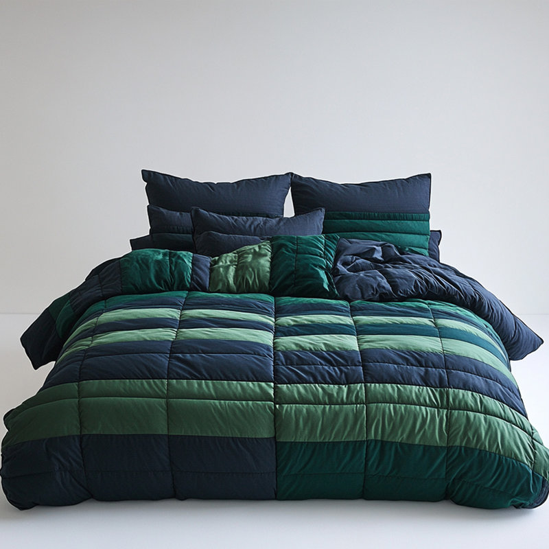 Couette moderne à patchwork géométrique