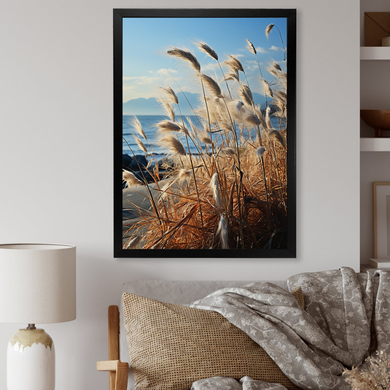 Beachgrass, photographie, horizon encadré sur toile, Cadre simple noir, H 32 po x l 24 po x P 1 po