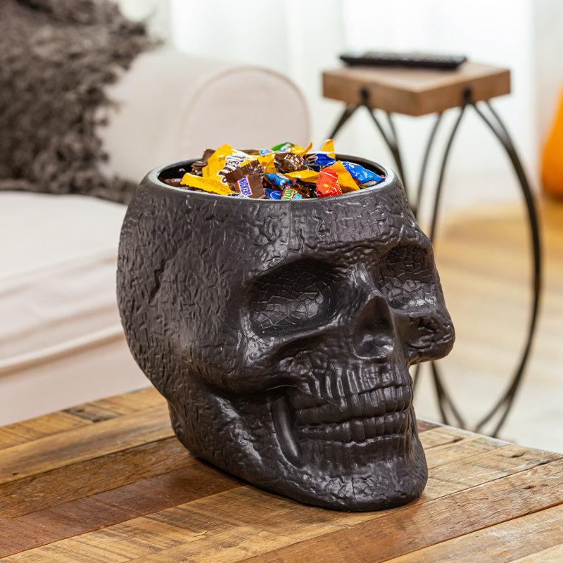 Pot à fleurs en forme de crâne de 11 po et porte-bonbon d'Halloween