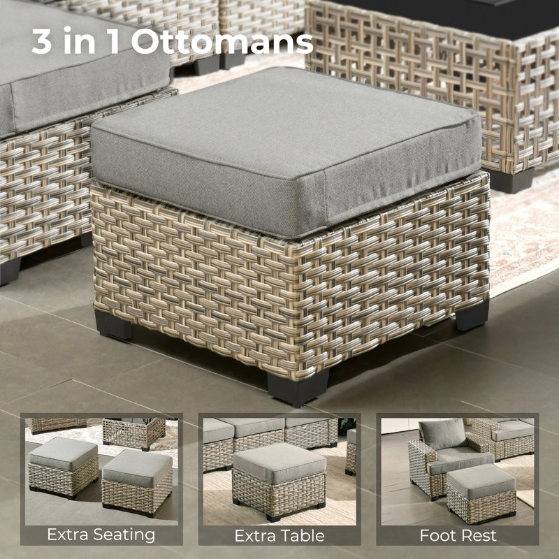 7 Piece Sofa Seating Group With Cushions, Dark Gray