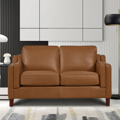 Causeuse en cuir véritable 60 po Pearlena