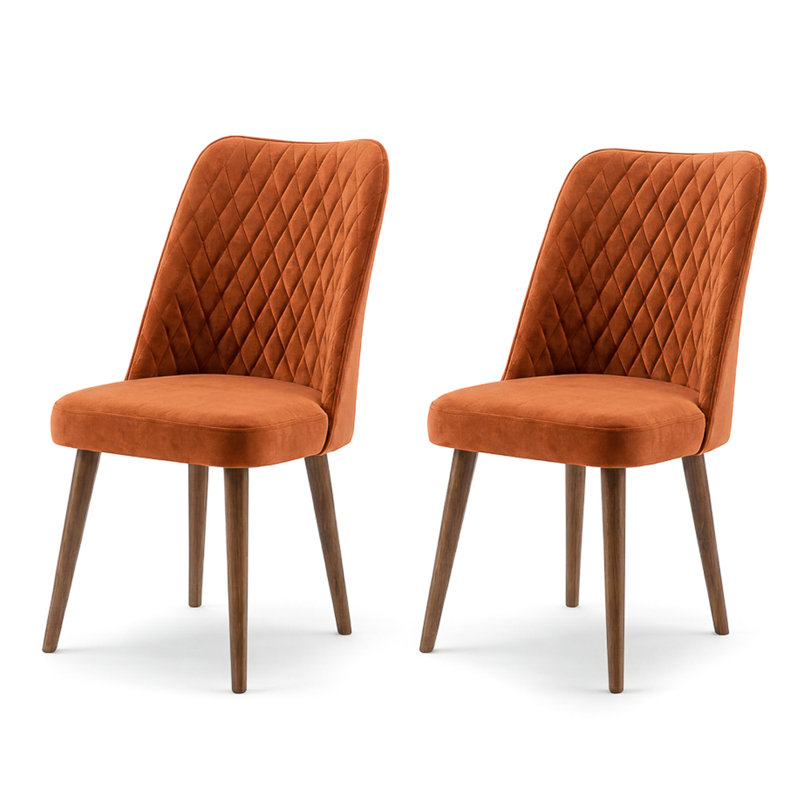 Chaise parsons rembourrée en velours Ackley, Orange