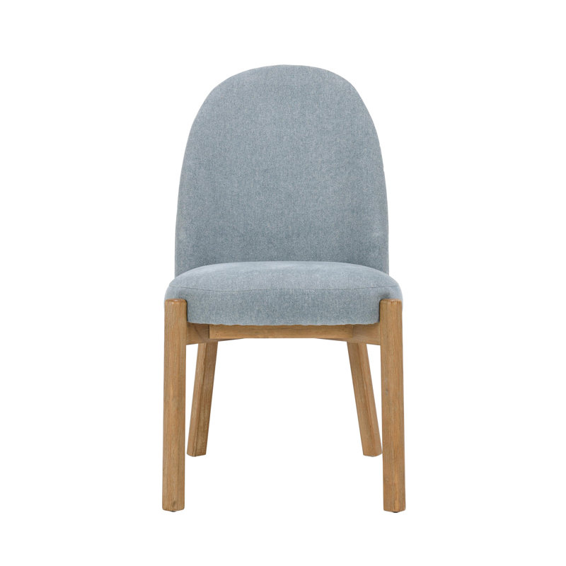 Joanie Upholstered Fabric Dining Chair, Blue, Natural Wood