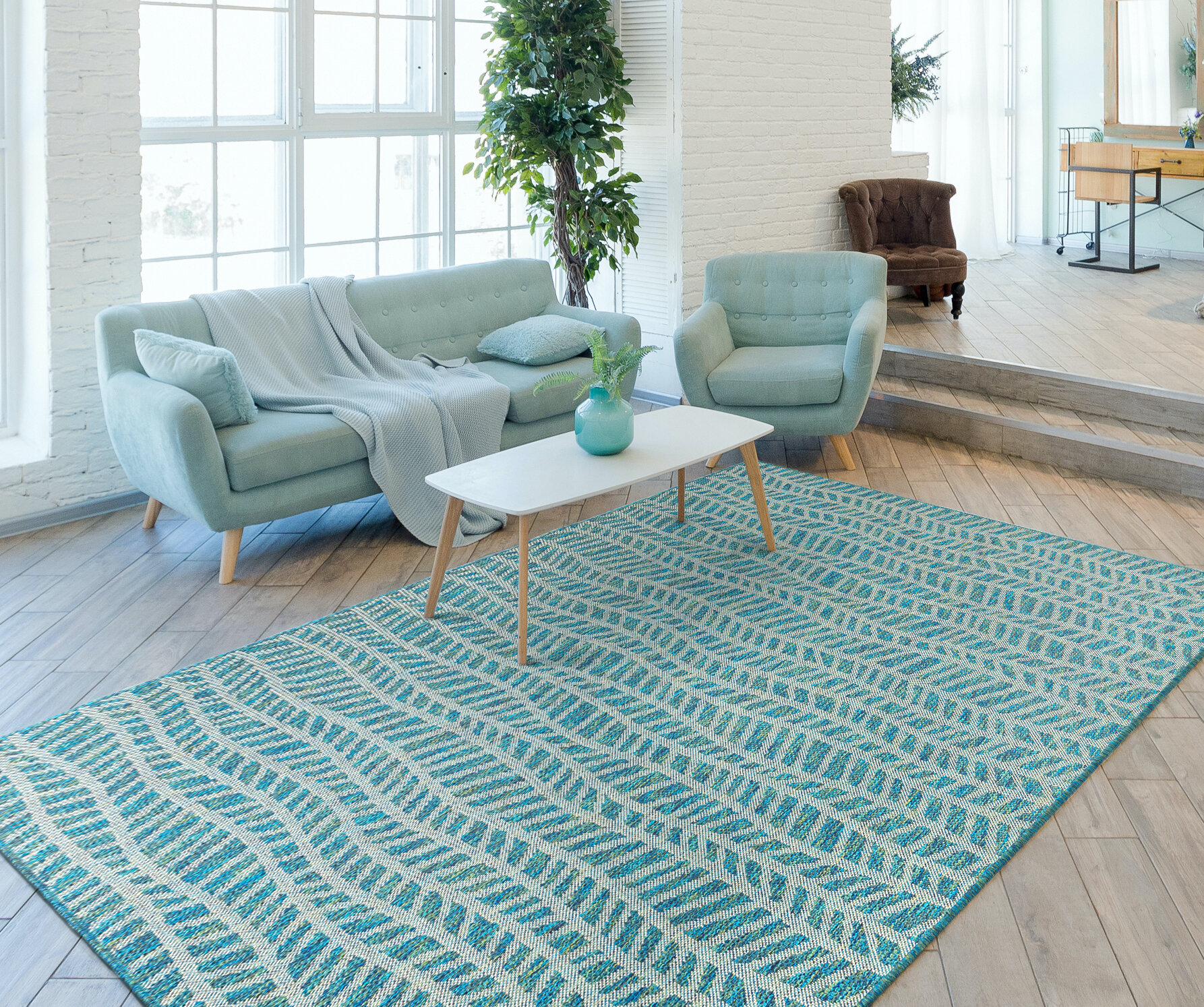 Teal Outdoor Rug Plastic Washable Porch Rugs Water Resistant
