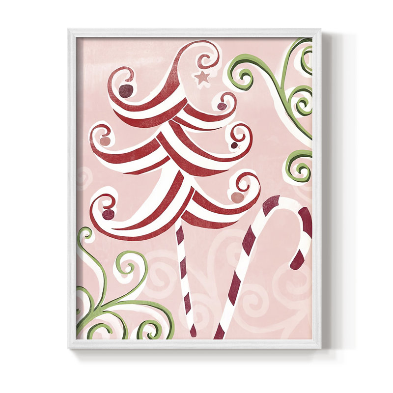 Candy Cane Holiday I Framed Print - Solid Wood, 21'' H x 17'' W, White
