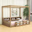 Lit de sol Montessori en bois avec barrières de sécurité et compartiments de rangement latéraux-193877262-193877261