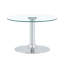 Table basse ronde en verre trempé avec base en métal argenté-429324386