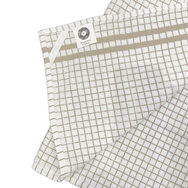 Serviette de cuisine en coton à carreaux, Beige